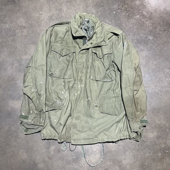 Vintage 60s Army Military M-65 Green Distressed Field Jacket - Picture 1 of 8